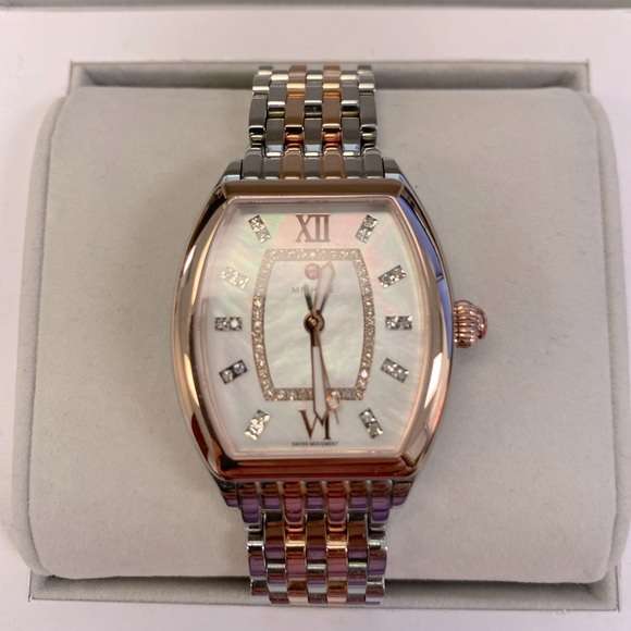 Michele ~ RELEVE MOP Diamond Dial Rose Gold/Two-Tone Stainless-Steel Watch - Picture 16 of 16